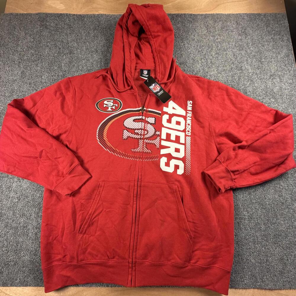 NFL‎ Team Apparel San Francisco 49ers Mens XL Full Zip Hoodie Red Graphic Fleece